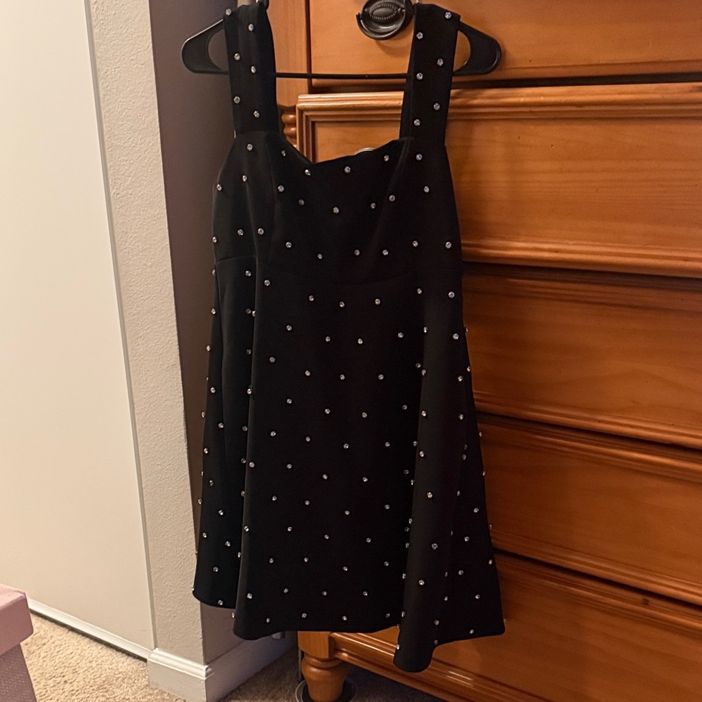 Endless Rose Black Mini Dress with Pearl Details
